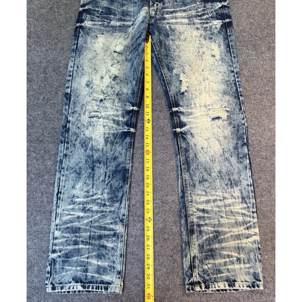 CJ Black Premium Jeans Mens Slim Straight Distressed Acid Wash Blue 34 X 32 - Picture 2 of 7